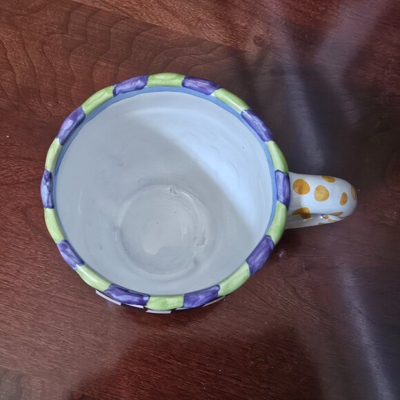 MACKENZIE CHILDS PICCADILLY COURTLY CHECK CERAMIC AURORA COFFEE TEA MUG CUP - Picture 5 of 8